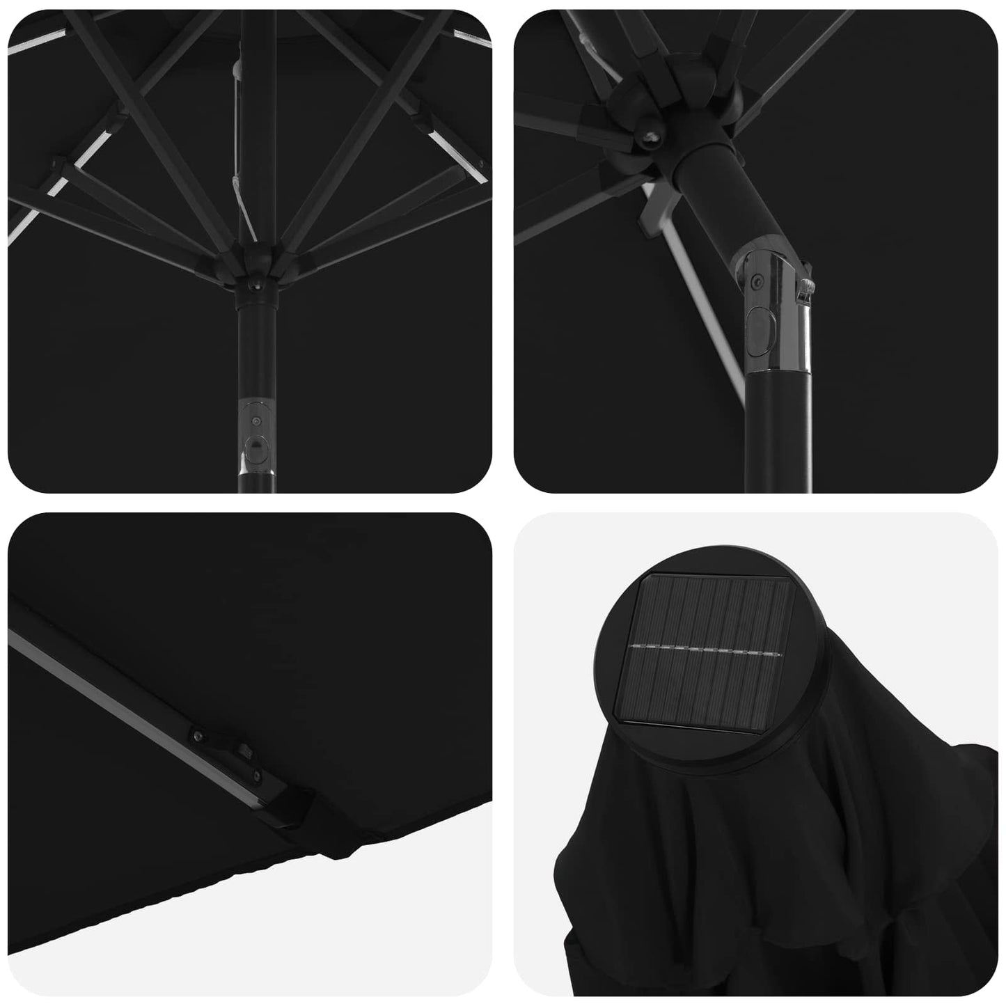 Dārza Parasols Ar Led Gaismām Un Pamatni 300 X 300 Cm