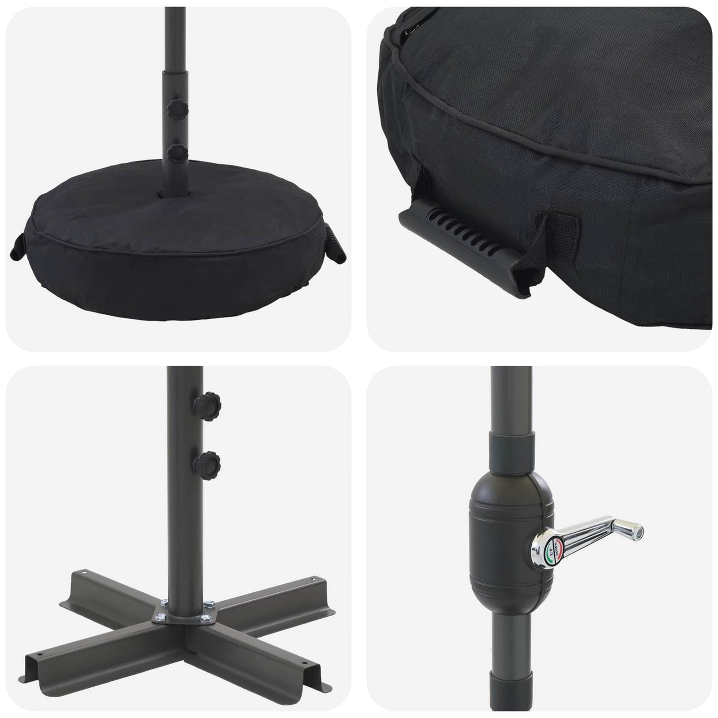Dārza Parasols Ar Led Gaismām Un Pamatni 300 X 300 Cm