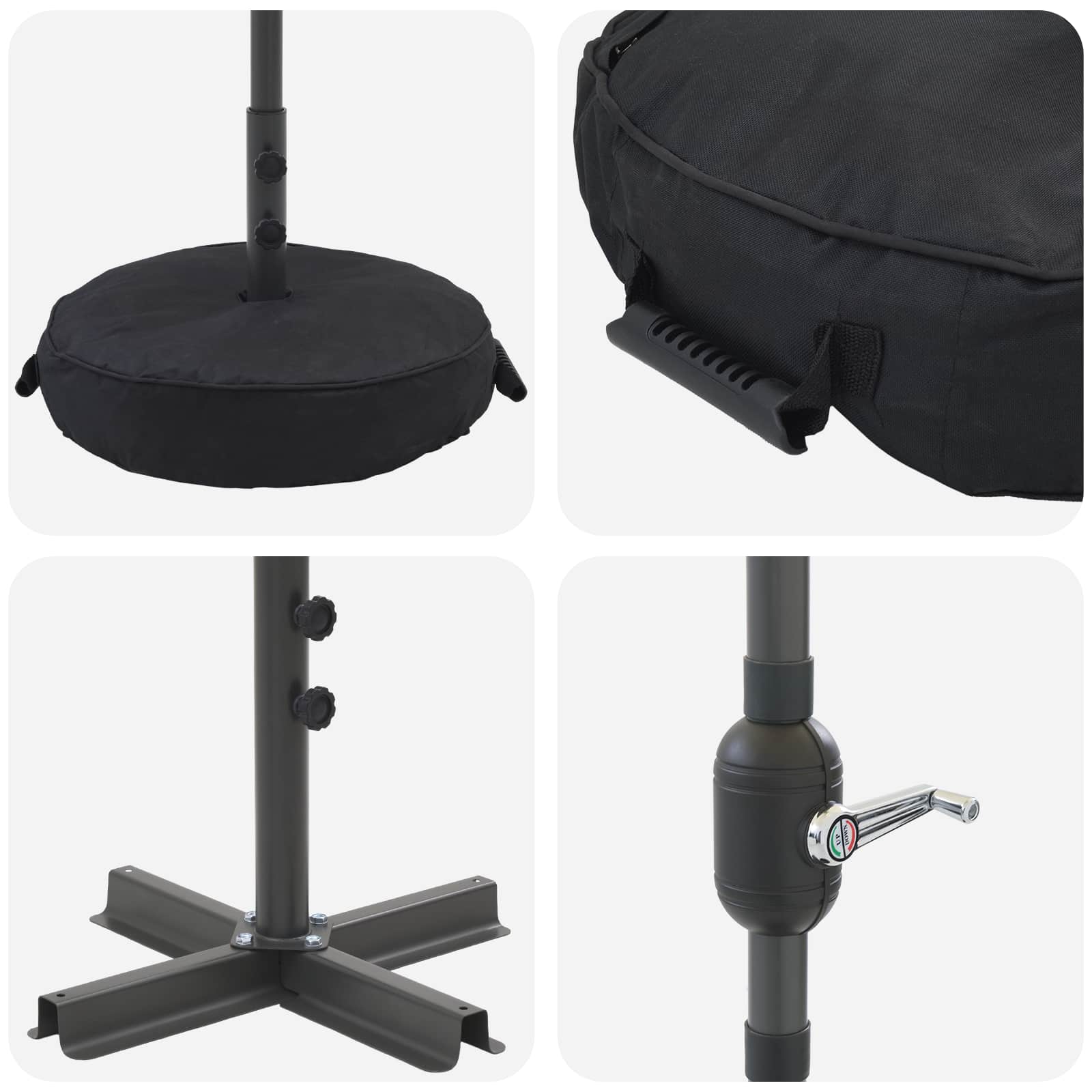Dārza Parasols Ar Led Gaismām Un Pamatni 300 X 300 Cm