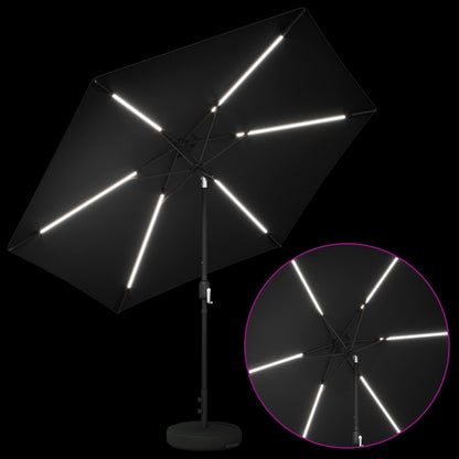 Dārza Parasols Ar Led Gaismām Un Pamatni 300 X 300 Cm