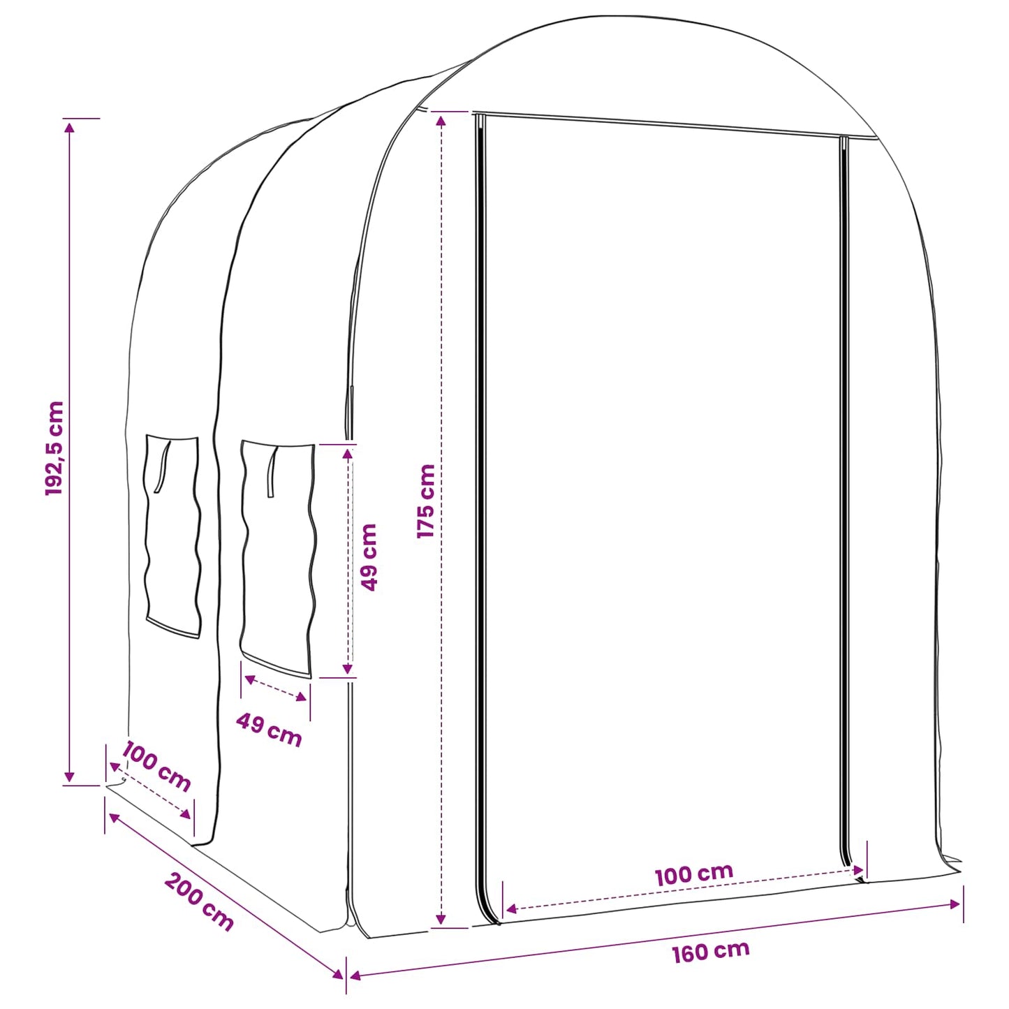 Siltumnīca Ar Rāmi 160 X 200 X 192,5 Cm Pvc Caurspīdīgs