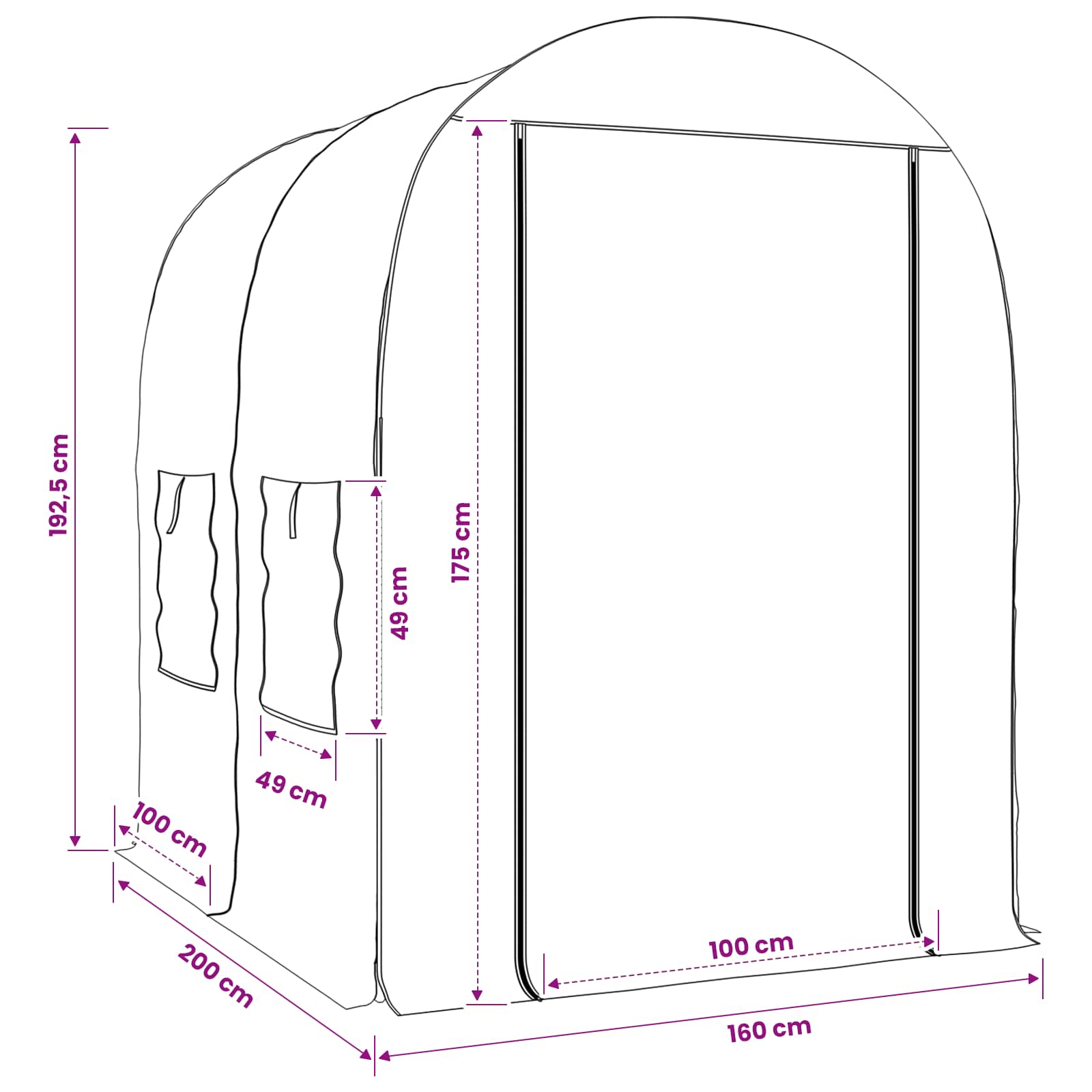 Siltumnīca Ar Rāmi 160 X 200 X 192,5 Cm Pvc Caurspīdīgs