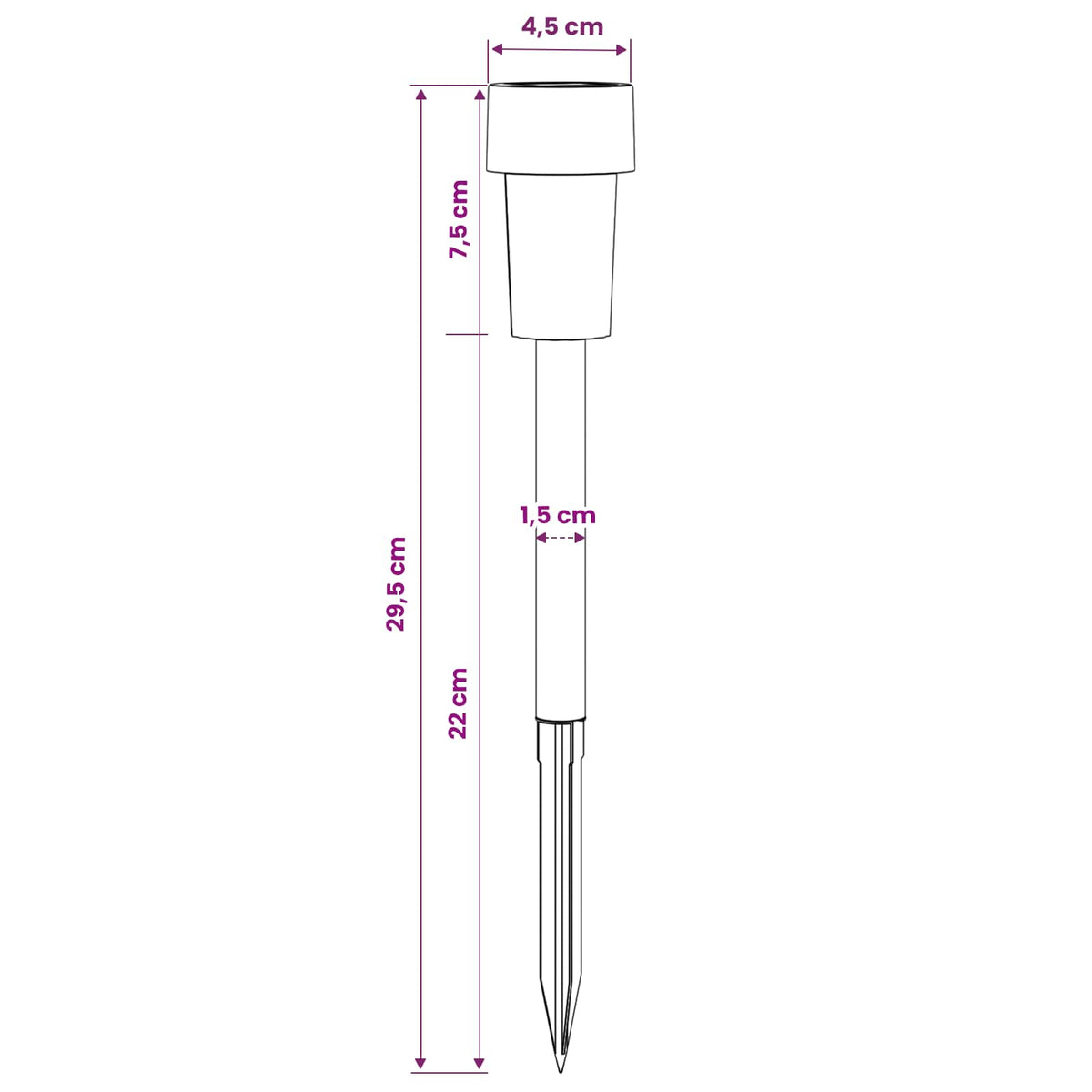 Āra Saules Gaismas Ar Zemes Tapas 6 Gab. Silti Balts 29,5 Cm