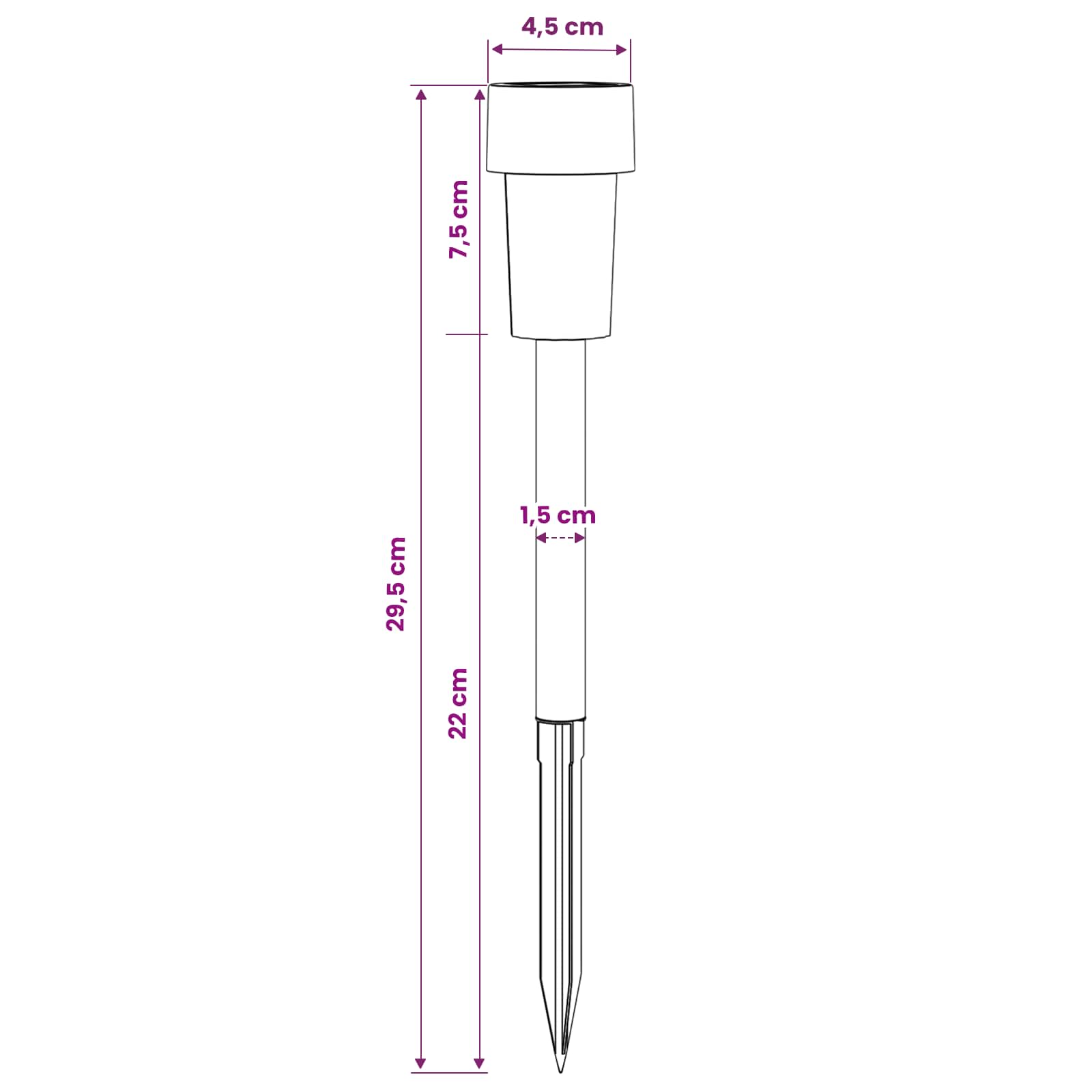 Āra Saules Gaismas Ar Zemes Tapas 6 Gab. Silti Balts 29,5 Cm