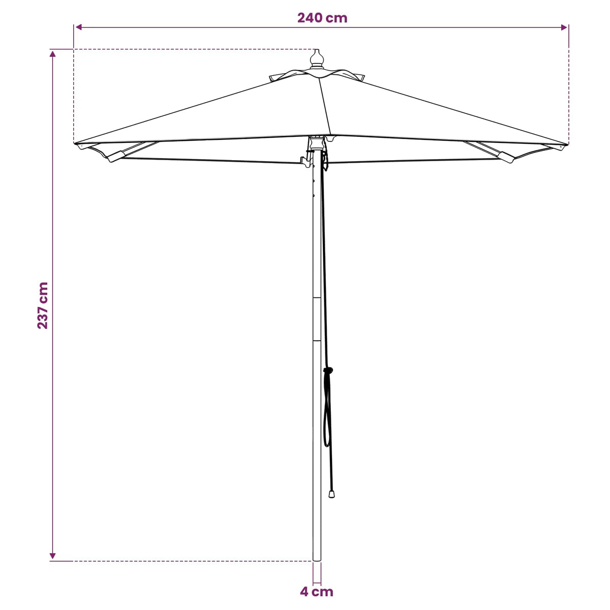 Dārza Parasols Cieta Eikalipta Koksne