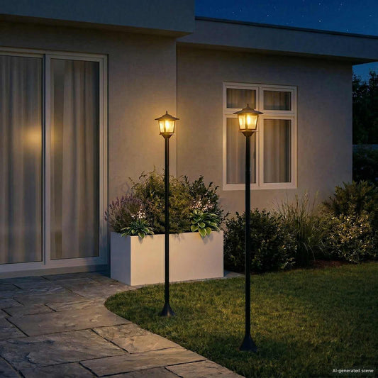 Lampa Staba Komplekts 2 Gab. Melns 16 X 16 X 156 Cm