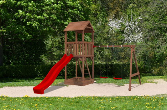 Jesper 2 rotaļu laukums ar šūpolēm un slidkalniņu