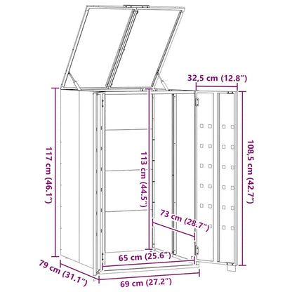Atkritumu Konteineru Uzglabāšanas Vieta Vienai Atkritumu Tvertnei, Krāsā, 69X79X117 Cm, Tērauds Antracīta - HOLDORS
