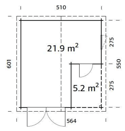 Automašīnas garāža Rodžers 21.9 + 5.2 m2 ar koka vārtiem - HOLDORS