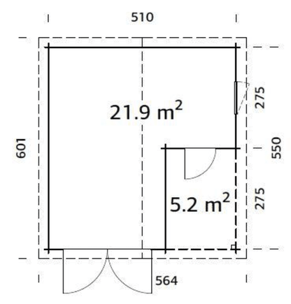 Automašīnas garāža Rodžers 21.9 + 5.2 m2 ar koka vārtiem - HOLDORS