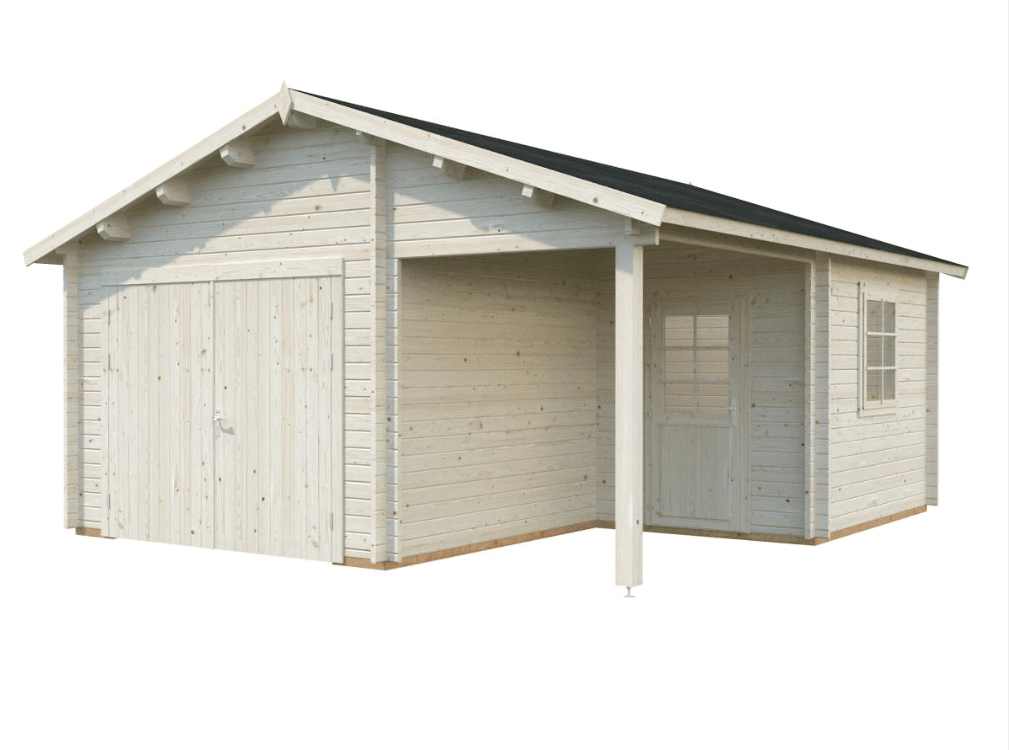 Automašīnas garāža Rodžers 21.9 + 5.2 m2 ar koka vārtiem - HOLDORS