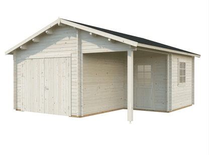 Automašīnas garāža Rodžers 21.9 + 5.2 m2 ar koka vārtiem - HOLDORS