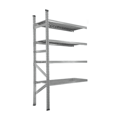 Cinkotu metāla plauktu papildsekcija, 4 plaukti, 1972x1350x600mm - HOLDORS