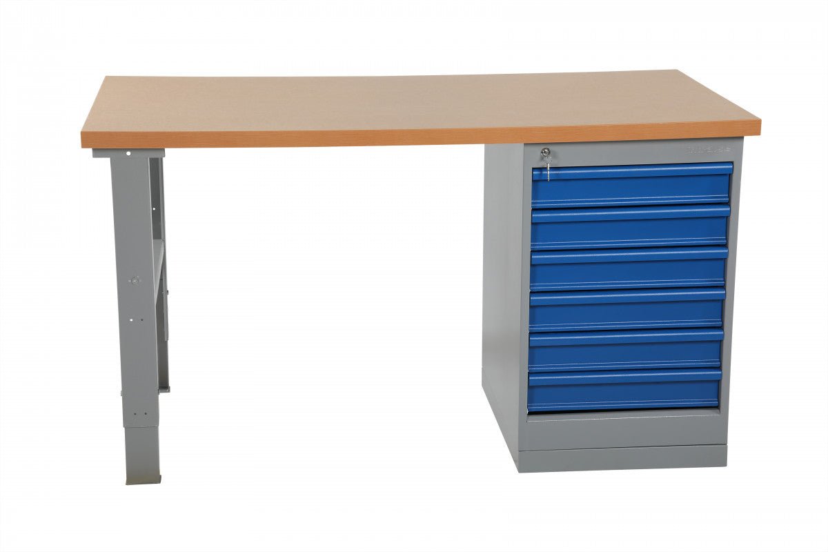 Darbagalds ar 6 atvilktņu bloku un MDF galda virsmu 2000x800mm - HOLDORS