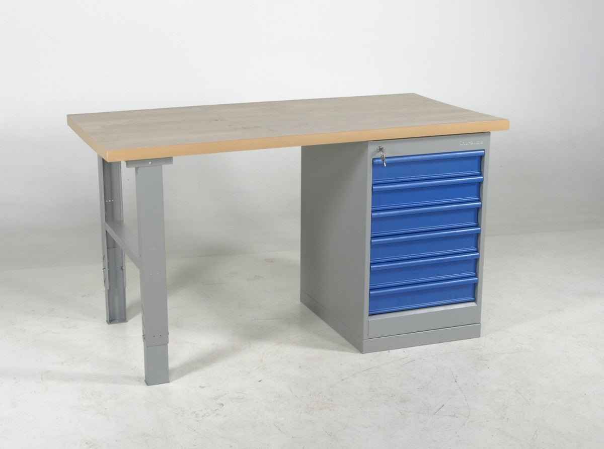 Darbagalds ar 6 atvilktņu bloku un ozola galda virsmu 1600x800mm