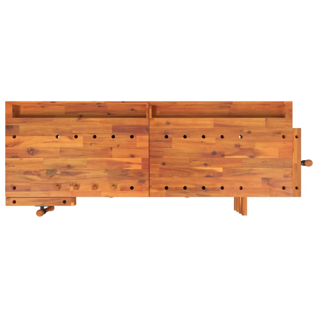 Darbagalds Ar Atvilktnēm Un Skrūvspīlēm, 162X62X83, Akācija - HOLDORS