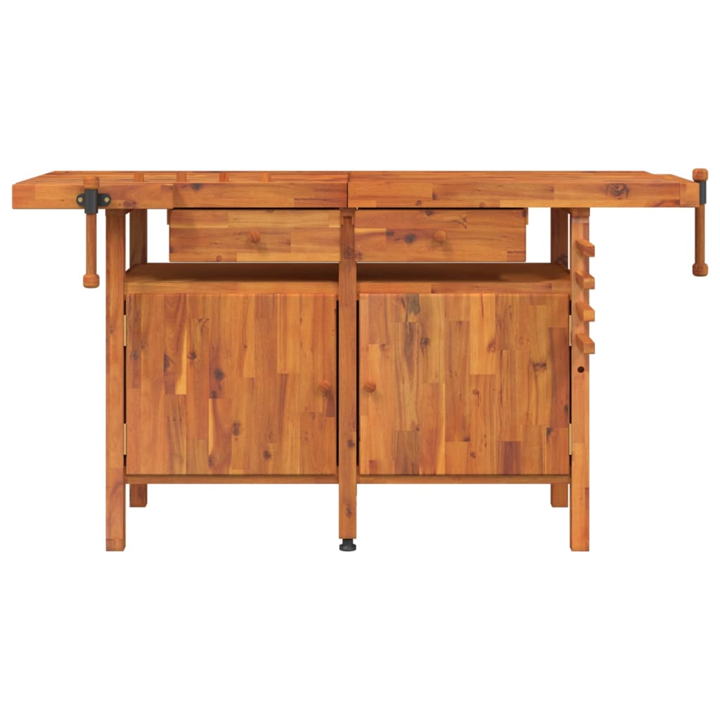 Darbagalds Ar Atvilktnēm Un Skrūvspīlēm, 162X62X83, Akācija - HOLDORS