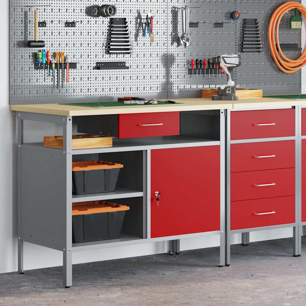 Darbagalds Ar Atvilktni Sarkans Un Pelēks 100 X 55 X 85 Cm - HOLDORS