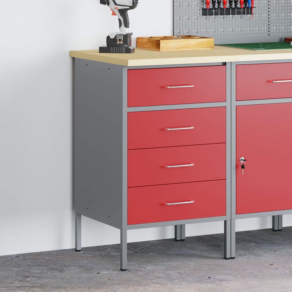 Darbagalds Ar Atvilktni Sarkans Un Pelēks 50 X 55 X 85 Cm - HOLDORS