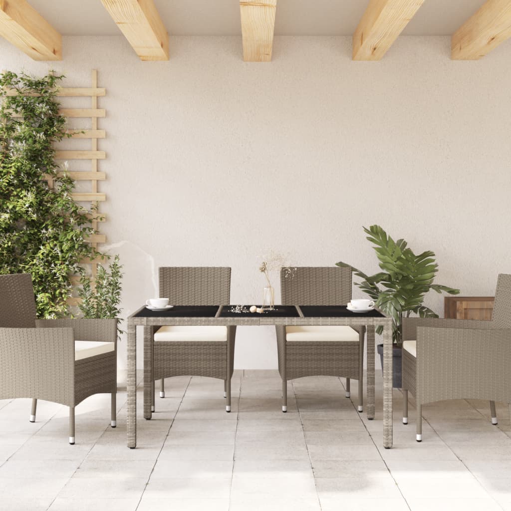 Dārza Galds, Stikla Virsma, Pelēks, 150X90X75Cm, Pe Rotangpalma - HOLDORS