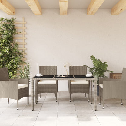 Dārza Galds, Stikla Virsma, Pelēks, 150X90X75Cm, Pe Rotangpalma - HOLDORS