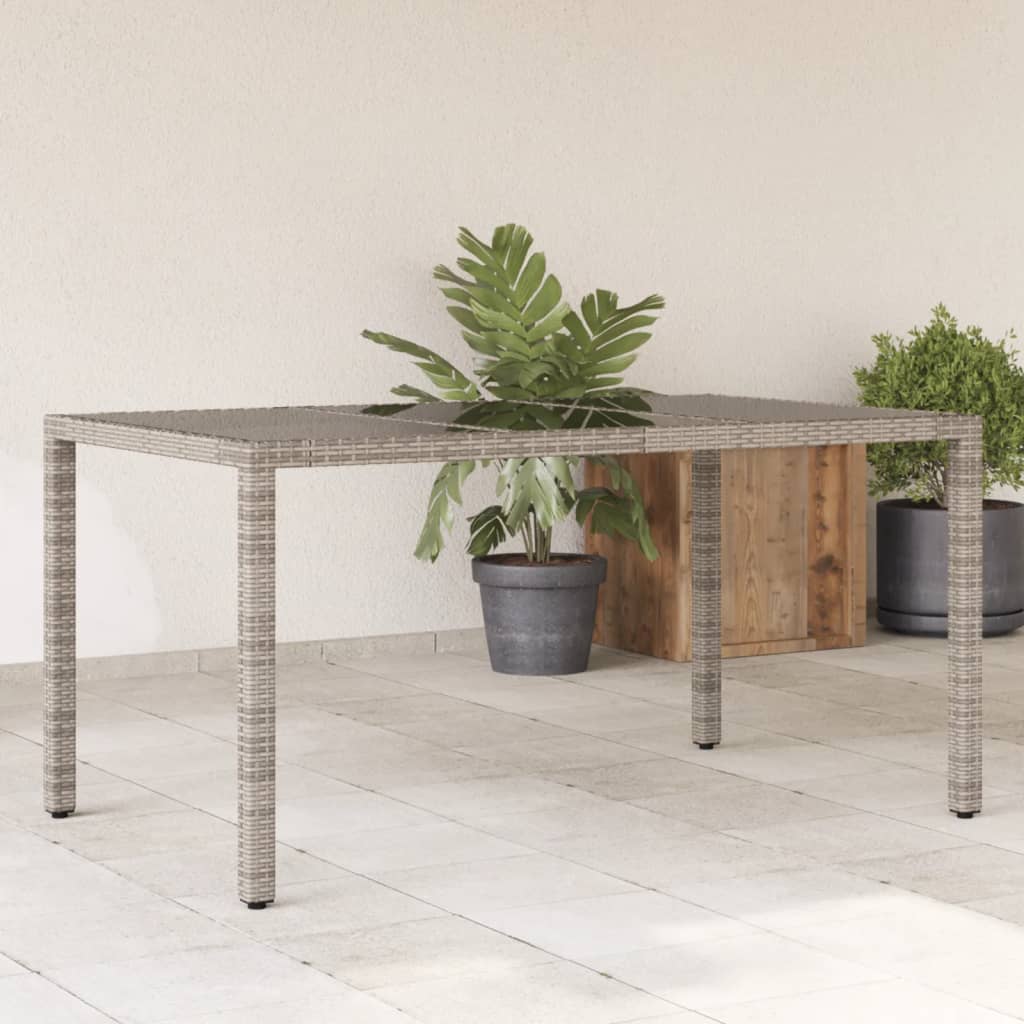 Dārza Galds, Stikla Virsma, Pelēks, 150X90X75Cm, Pe Rotangpalma - HOLDORS