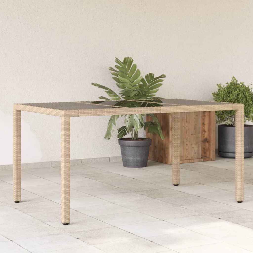 Dārza Galds, Stikla Virsma, Pelēks, 150X90X75Cm, Pe Rotangpalma - HOLDORS