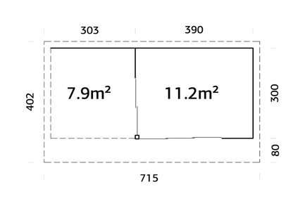 Dārza koka māja Andris 11.2 + 7.9 m² - HOLDORS