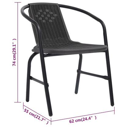 Dārza Krēsli, 4 Gab., Plastmasas Rotangpalma, Tērauds, 110 Kg - HOLDORS