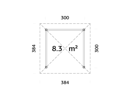 Dārza nojume Baiba 8.3 m2 ar margām - HOLDORS