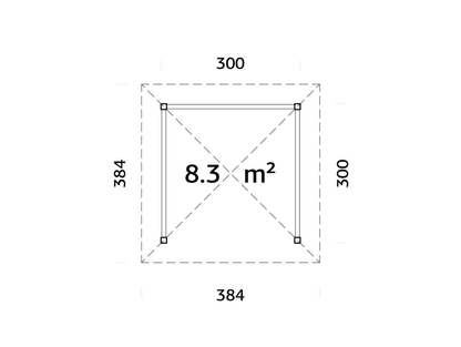 Dārza nojume Baiba 8.3 m2 ar margām - HOLDORS