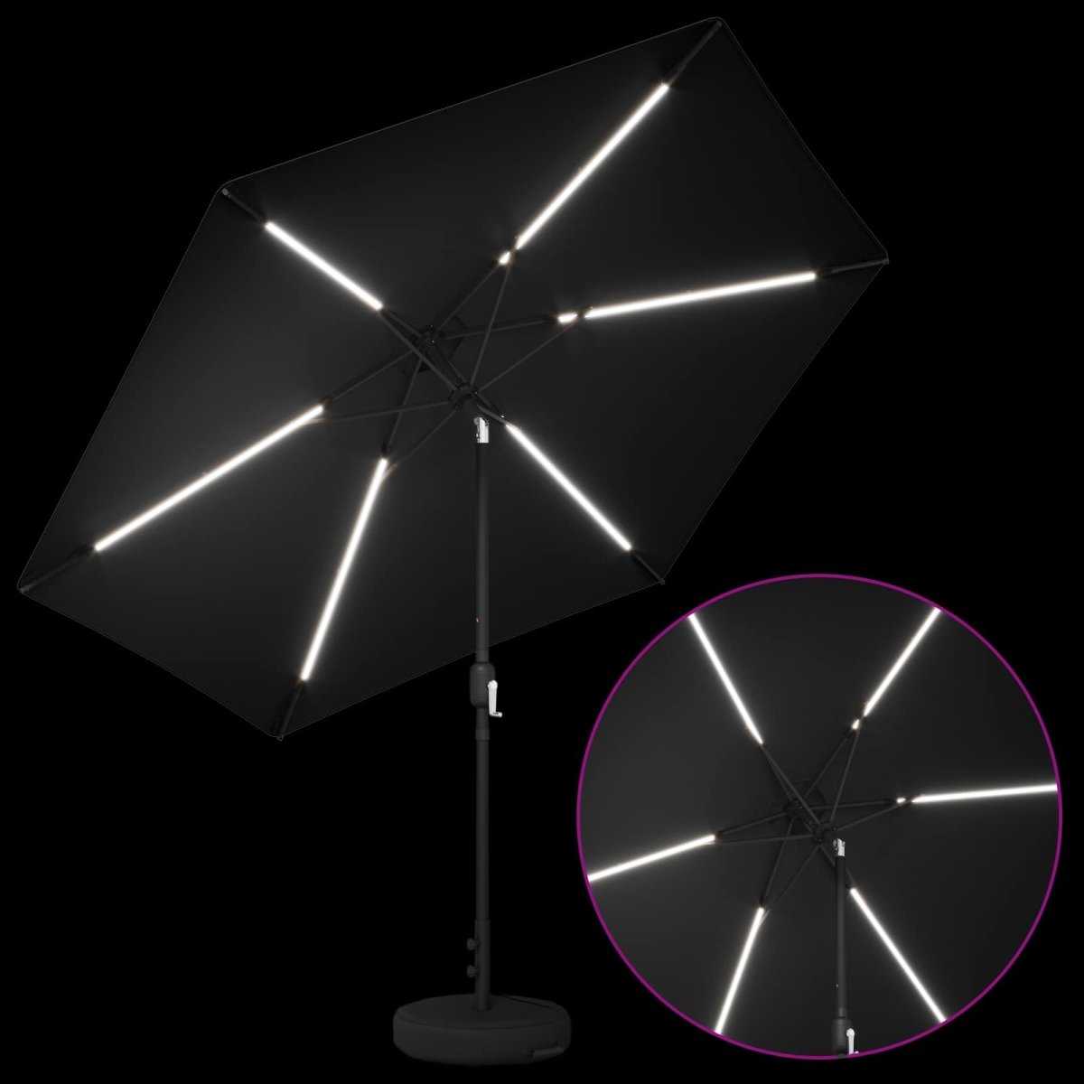Dārza Parasols Ar Led Gaismām Un Pamatni 300 X 300 Cm - HOLDORS