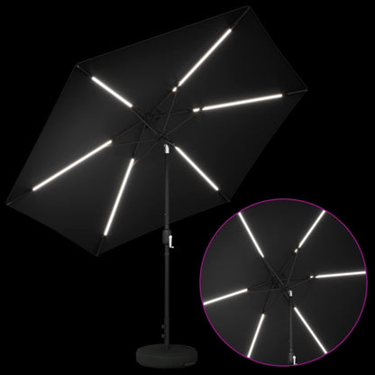 Dārza Parasols Ar Led Gaismām Un Pamatni 300 X 300 Cm - HOLDORS
