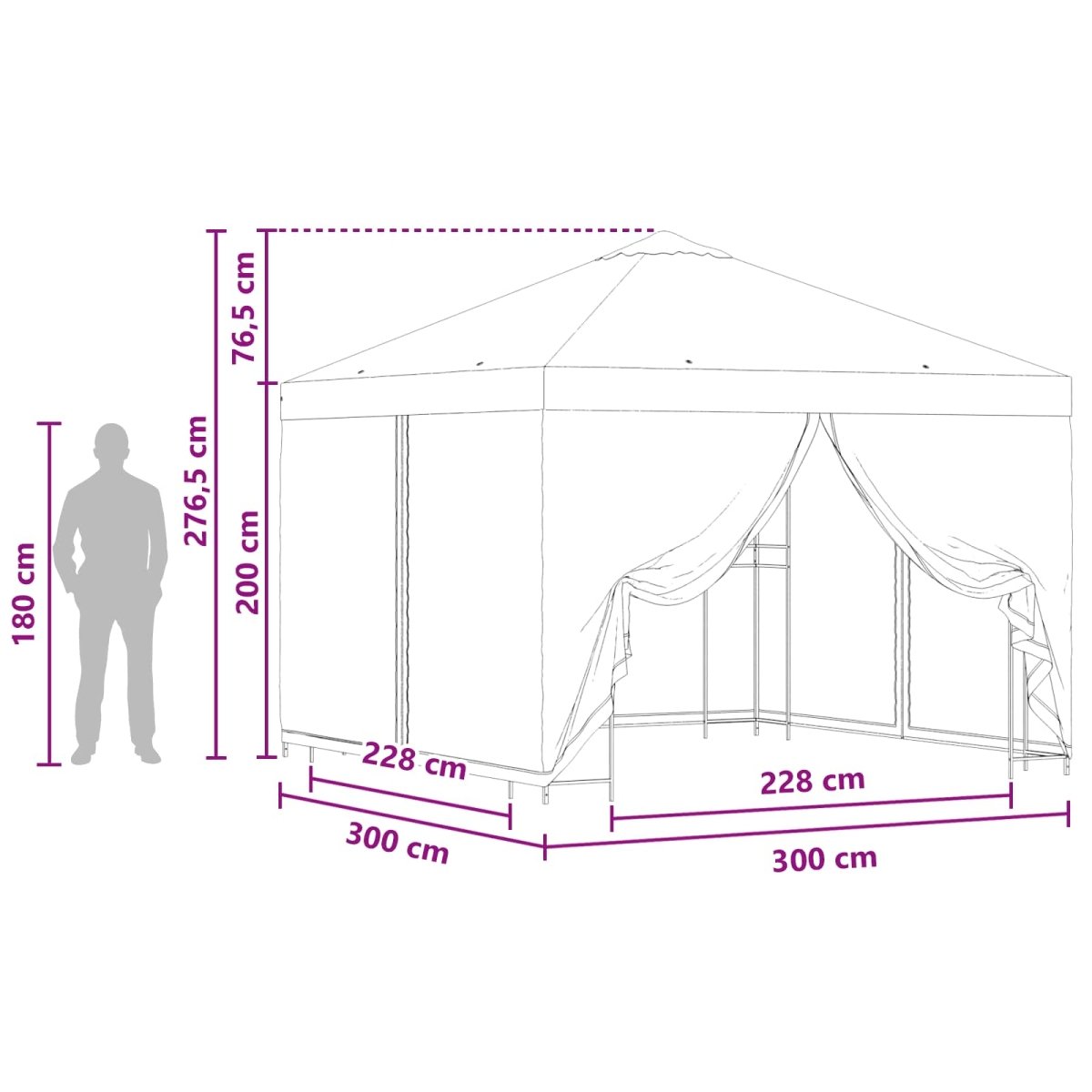 Dārza Paviljons Ar Sānu Sienām 3 X 3 M - HOLDORS