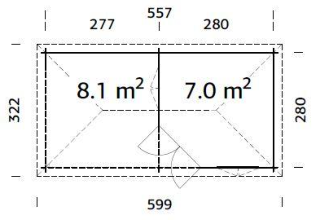 Dārza paviljons Melānija 7.0 + 8.1 m²