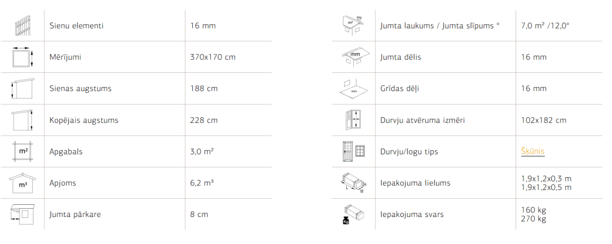 Dārza šķūnītis LIFE 3.0 + 2.9 m2 - HOLDORS