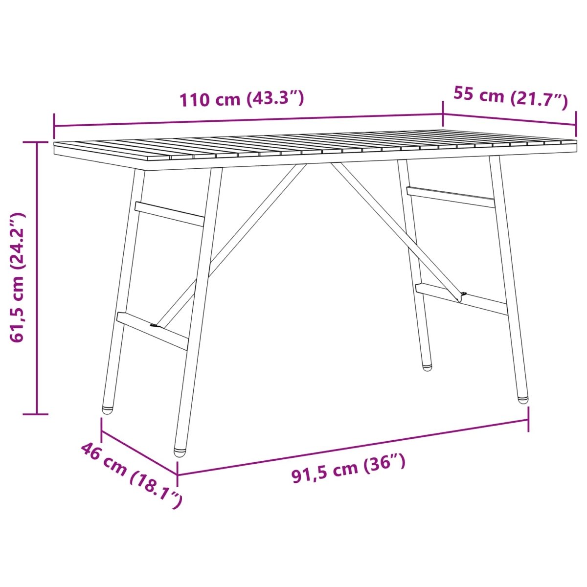 Ēdamgalds Brūna 110 X 55 X 61,5 Cm Cietā Akācijas Koks - HOLDORS
