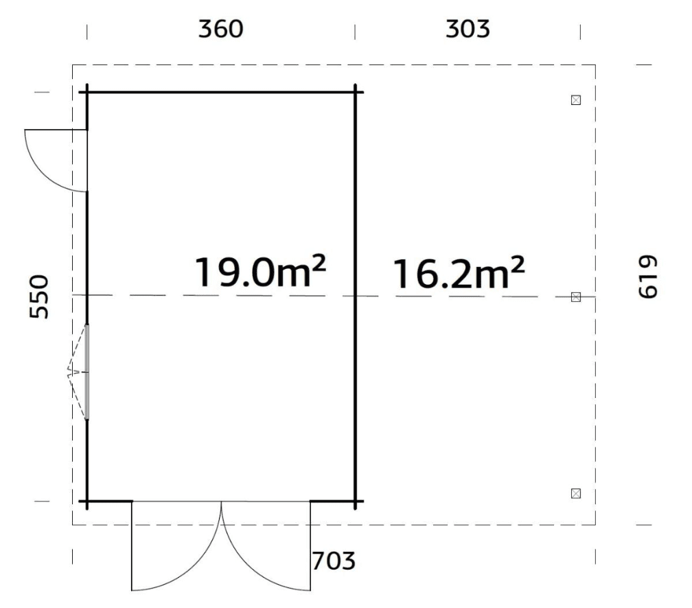Garāža automašīnai Rodžers 19.0 + 16.2 m² - HOLDORS