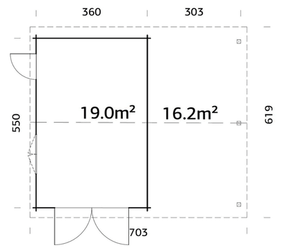 Garāža automašīnai Rodžers 19.0 + 16.2 m² - HOLDORS