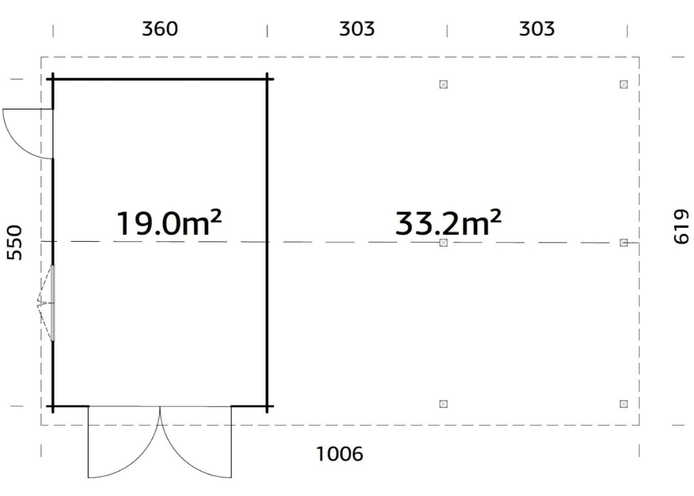 Garāža automašīnai Rodžers 19.0 + 33.2 m² - HOLDORS