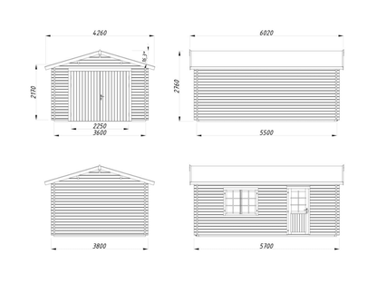 Garāža automašīnai Rodžers 19.0 m2 ar koka vārtiem - HOLDORS