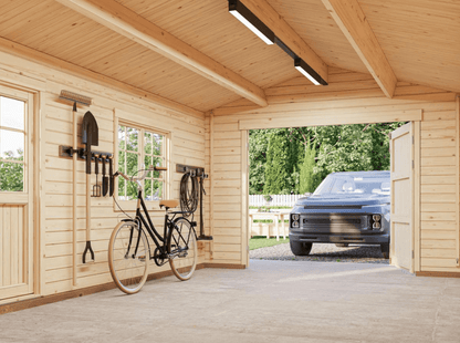 Garāža automašīnai Rodžers 19.0 m2 ar koka vārtiem - HOLDORS