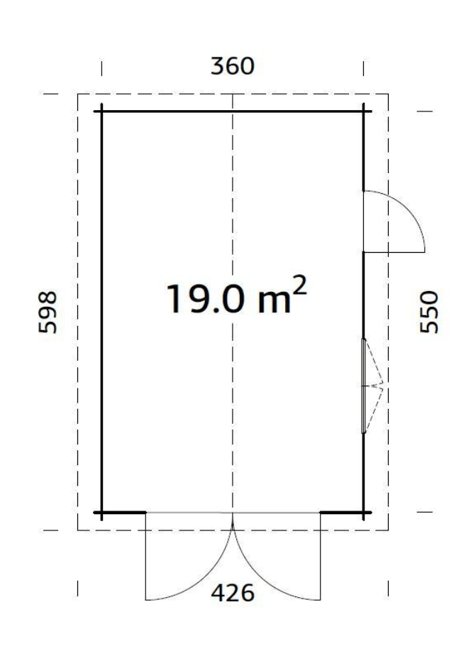 Garāža automāsīnai Rodžers 19.0 m2 ar koka vārtiem - HOLDORS