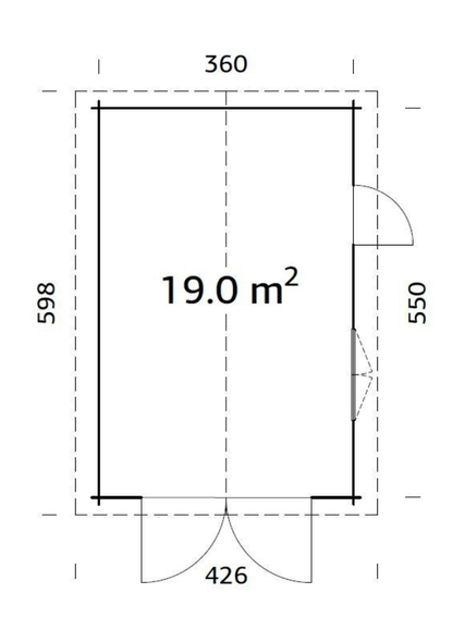 Garāža automāsīnai Rodžers 19.0 m2 ar koka vārtiem - HOLDORS