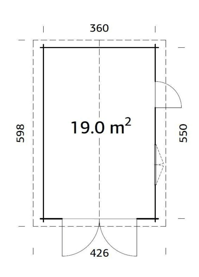 Garāža automašīnai Rodžers 19.0 m2 ar koka vārtiem - HOLDORS