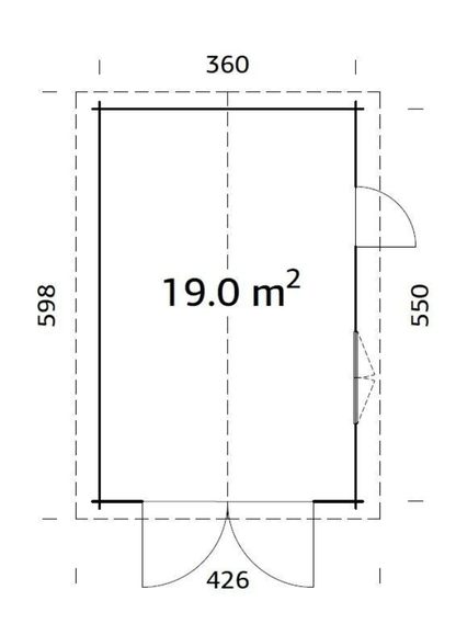 Garāža automašīnai Rodžers 19.0 m2 ar koka vārtiem - HOLDORS