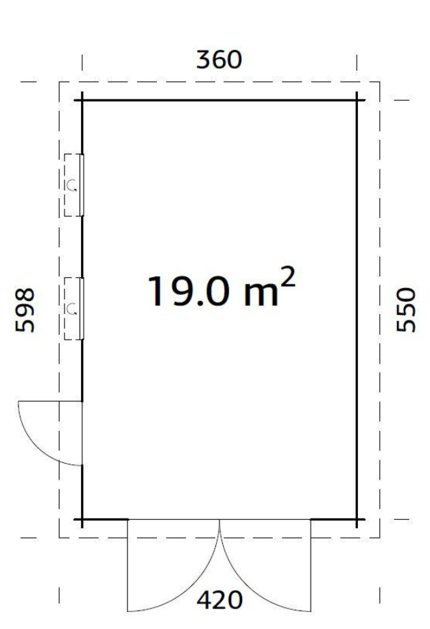 Garāža Rasma 19.0 m² ar koka vārtiem