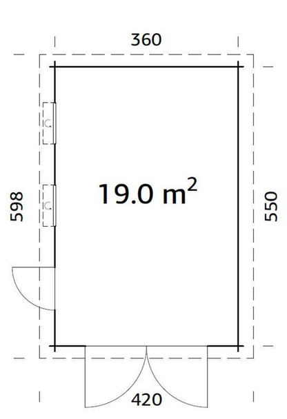 Garāža Rasma 19.0 m² ar koka vārtiem