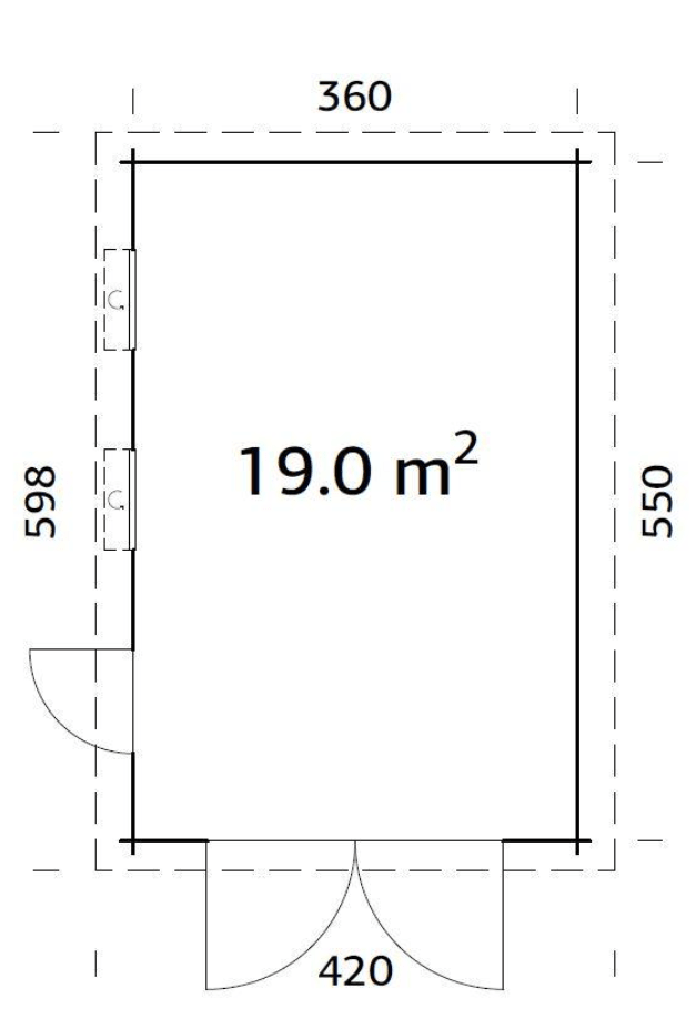 Garāža Rasma 19.0 m² ar koka vārtiem - HOLDORS