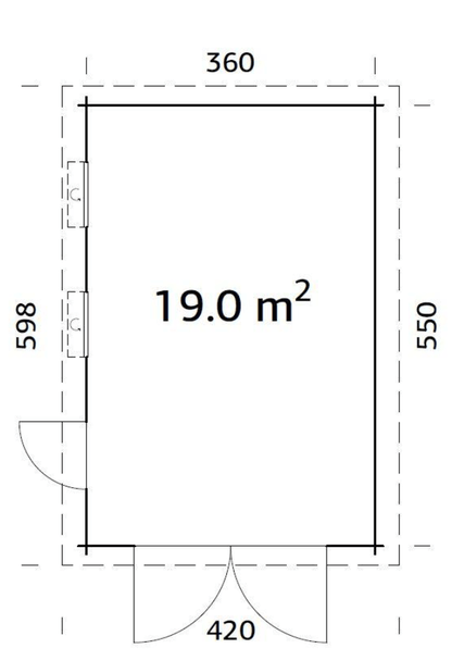 Garāža Rasma 19.0 m² ar koka vārtiem - HOLDORS